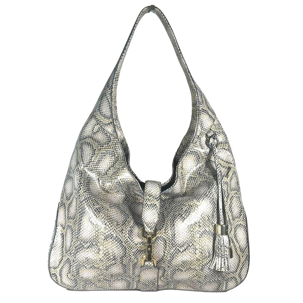 G.I.L.I. Verona hobo in snakeskin embossed print with gold hardware NWOT